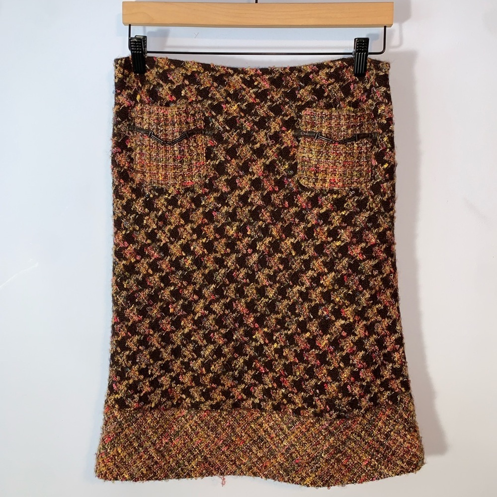 Cynthia Steffe Multicolor Tweed wool alpaca Pencil Skirt brown